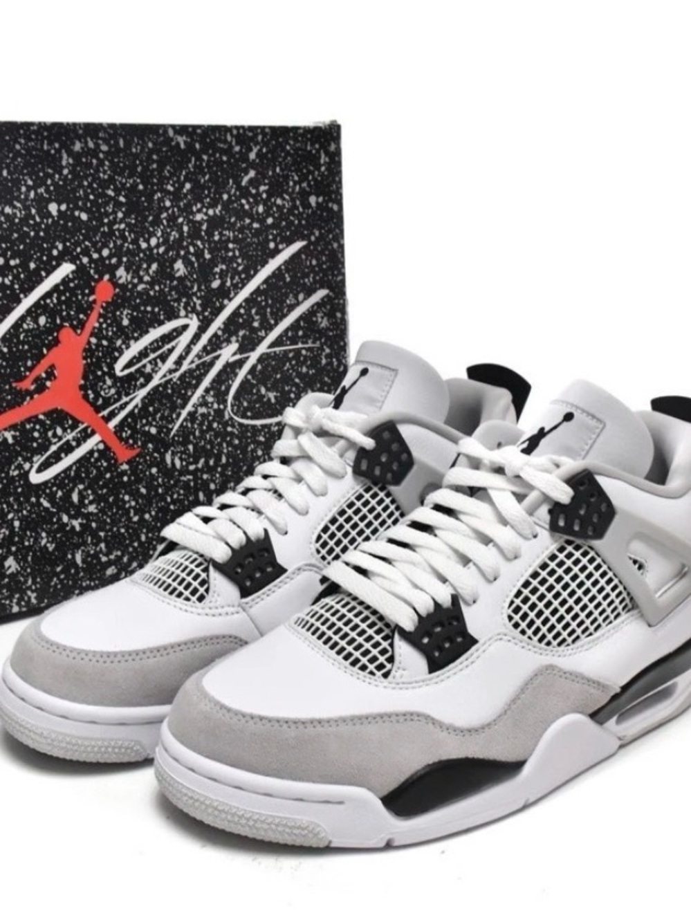 Nike Air Jordan 4 Retro White Grey Black Sneakers